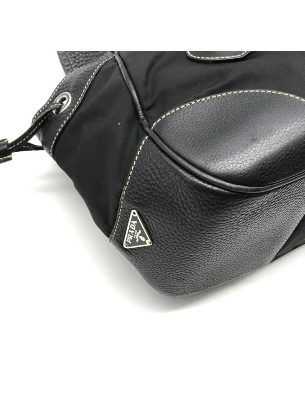 Prada Nylon Leather Belt Hand Bag Black